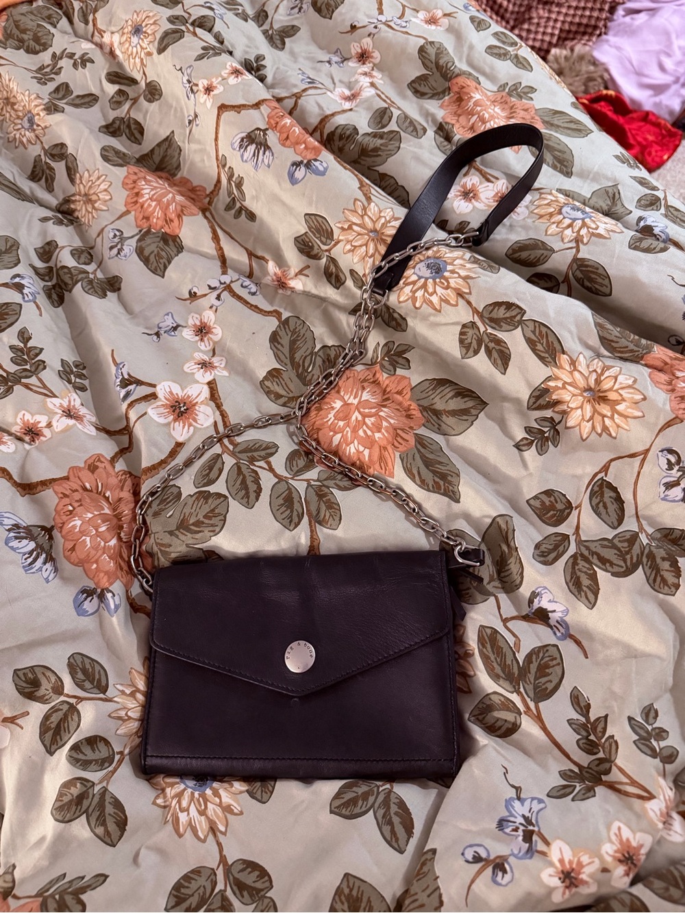 rag & bone Black Leather Chain-Strap Crossbody